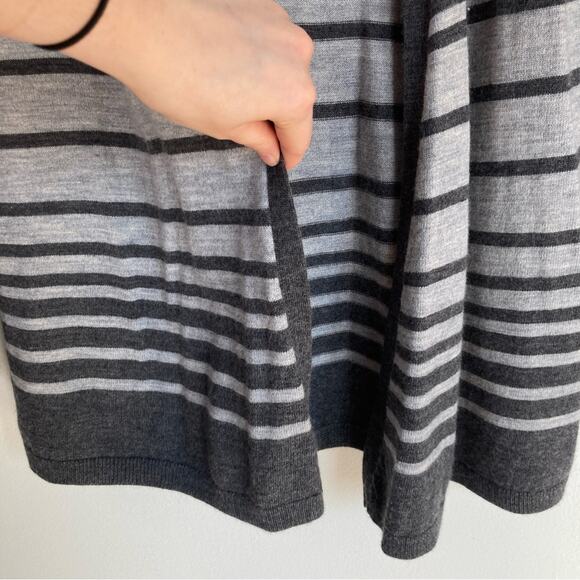 Fenn Wright Manson Womens M 100% Merino Wool Stripe Open Hoodie Nautical Beachy - Picture 7 of 9